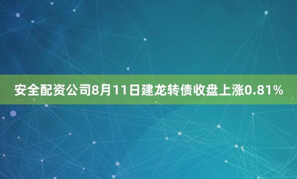 安全配资公司8月11日建龙转债收盘上涨0.81%